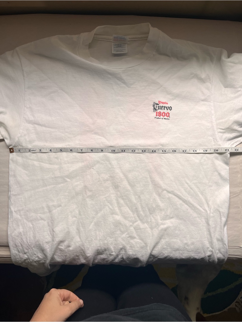 Hanes Vintage 90s Cuervo Tequila White Heavyweight Crewneck T-Shirt Large - Picture 8 of 9